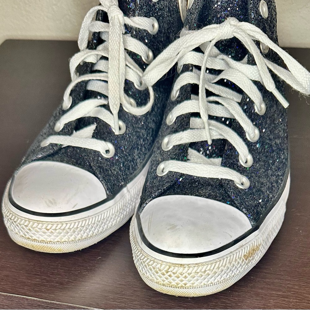 Converse Women’s Sparkly High-Top Sneakers - Black - Picture 4 of 6